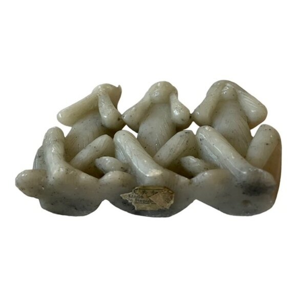 Chinese Craved Soapstone See No Evil-Speak No Evil- Hear No Evil Monkeys - Picture 4 of 6